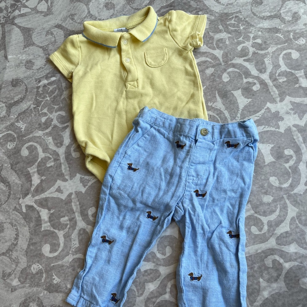 Janie and jack matching set onesie and linen pants